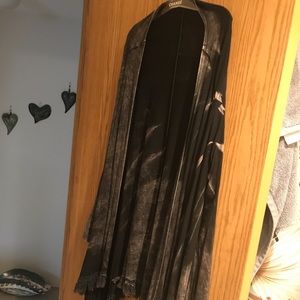 Acid wash long cardigan